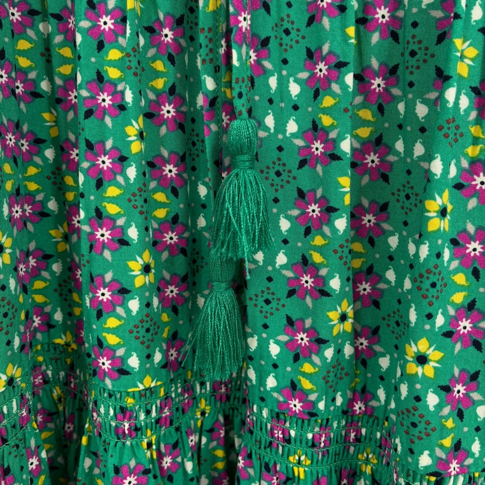 Matilda Jane Floral Boho Cottagecore Tiered Peasant Midi Dress Green Large NWT - Picture 6 of 9